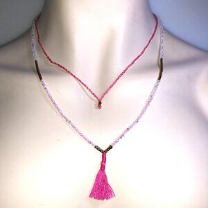 CHLOE + ISABEL Pink Radiance Beaded Tassel Layered Necklace - N720PIG